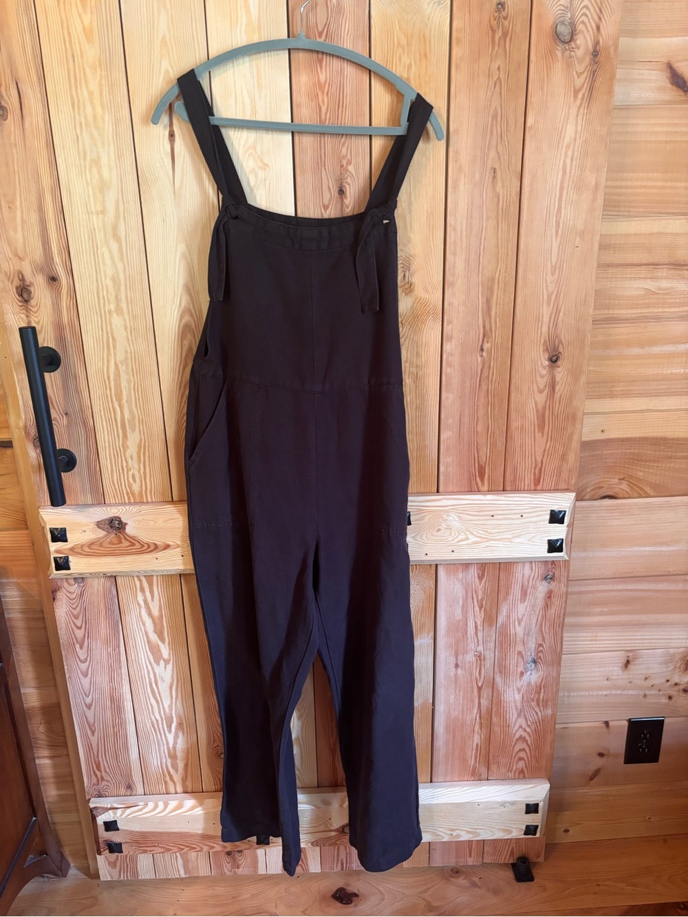 Able Black Linen-Blend Overalls